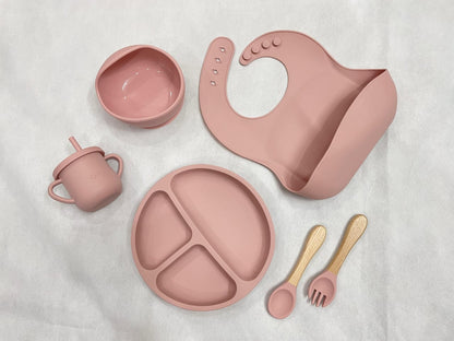 Premium 6Pcs Silicone Baby Feeding Set with Suction Plate & Bowl - Free Delivery