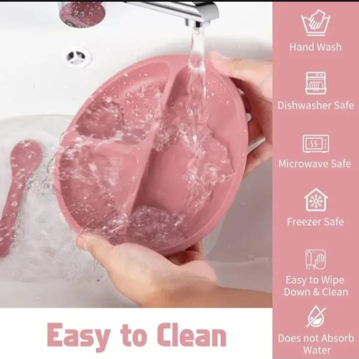 Premium 6Pcs Silicone Baby Feeding Set with Suction Plate & Bowl - Free Delivery